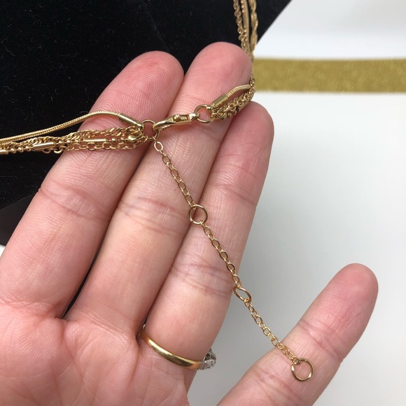 NEW 4 Strand Gold Toned Layered Disc Necklace 0211 - Picture 4 of 4